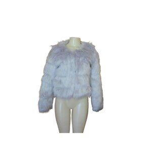 Luna Boutique Gray Faux Fur Short Bomber Jacket Size 8